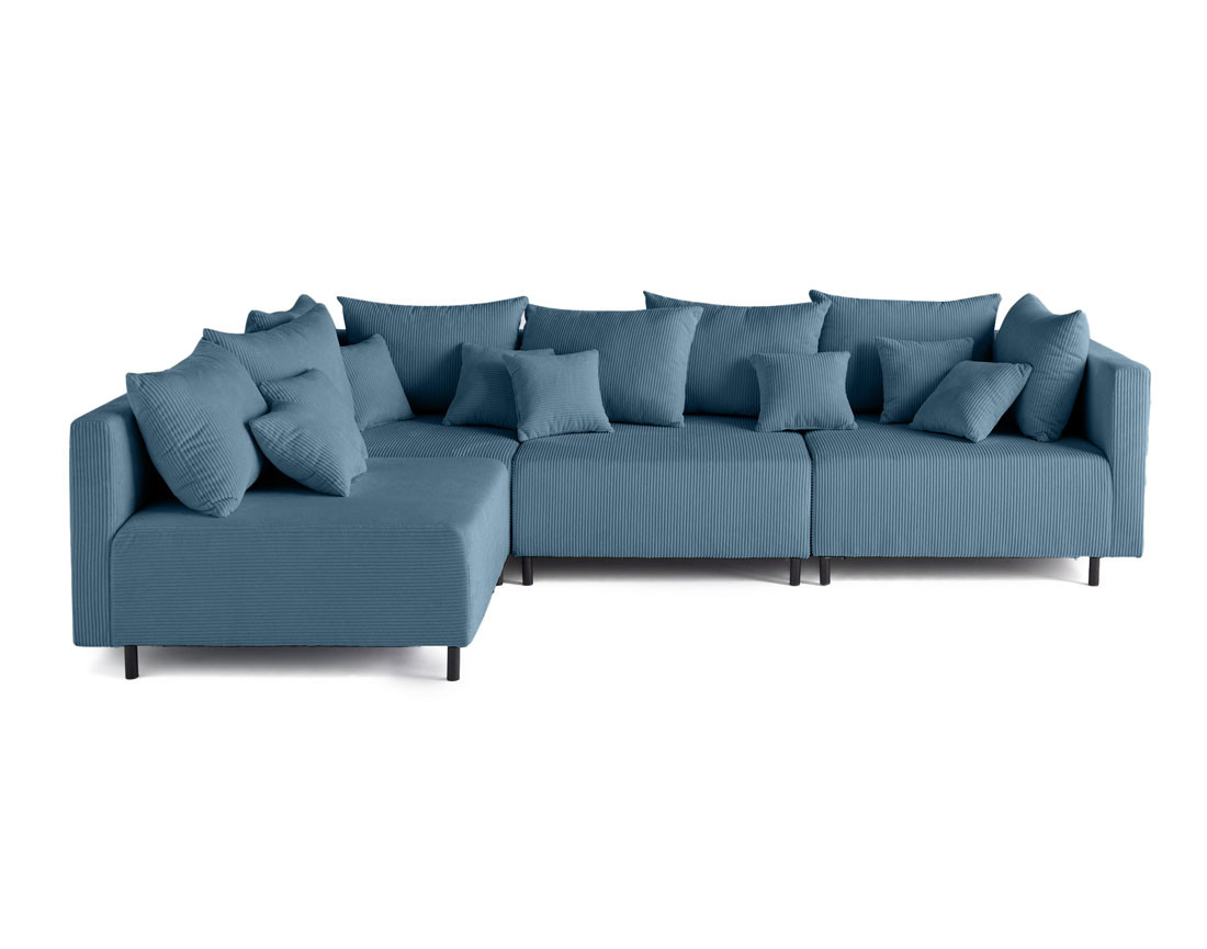 Canapé modulable d'angle réversible 4 places en velours côtelé Edinburg