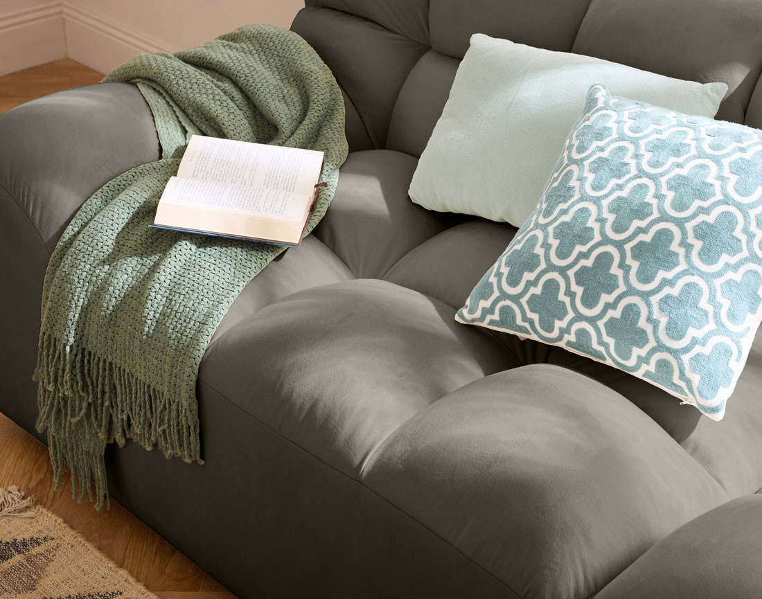 Canapé droit 4 places en velours Napoli