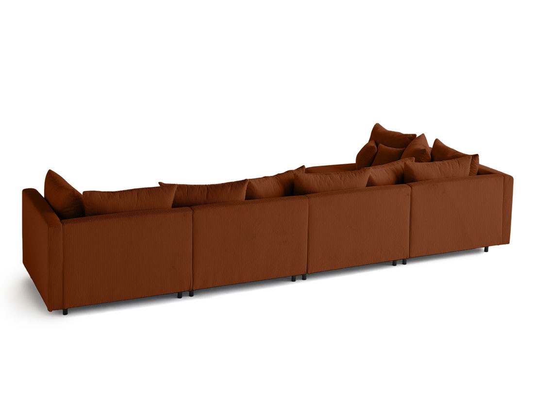 Canapé d'angle modulable 5 places en velours côtelé Edinburg