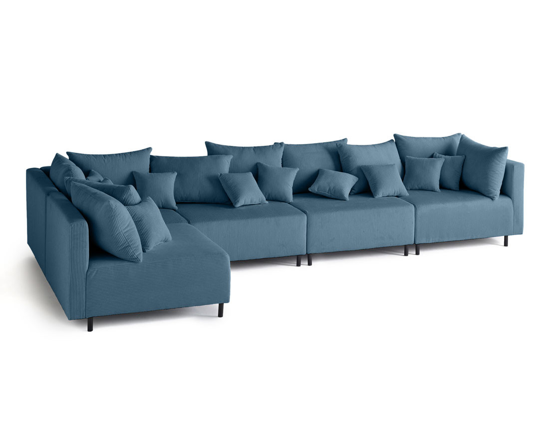 Canapé d'angle modulable 5 places en velours côtelé Edinburg