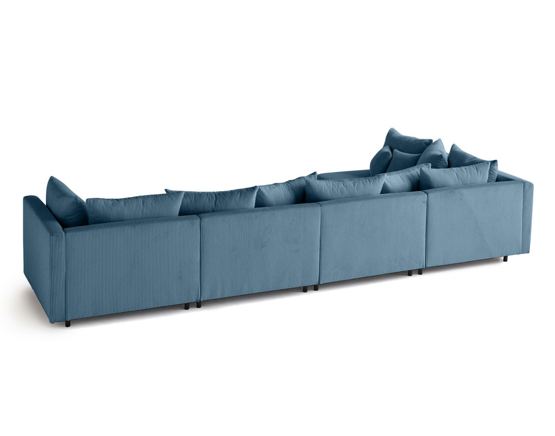 Canapé d'angle modulable 5 places en velours côtelé Edinburg