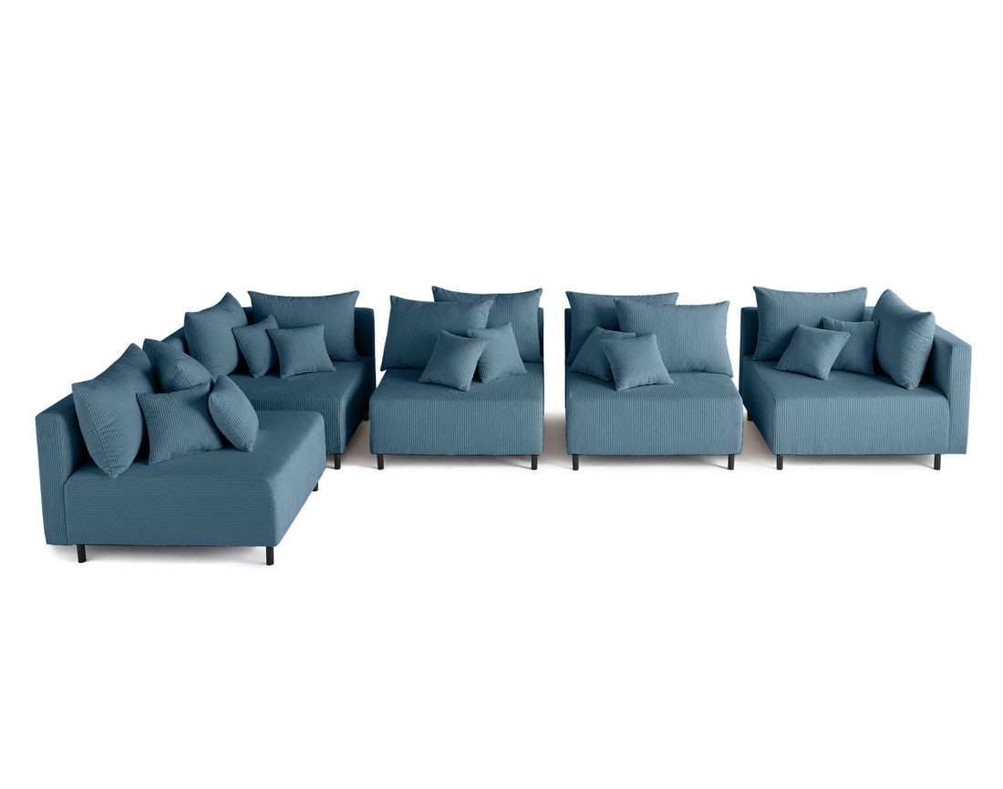 Canapé d'angle modulable 5 places en velours côtelé Edinburg