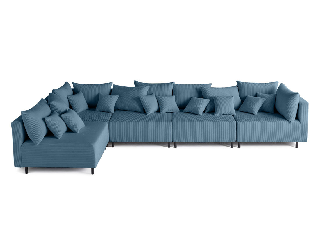 Canapé d'angle modulable 5 places en velours côtelé Edinburg
