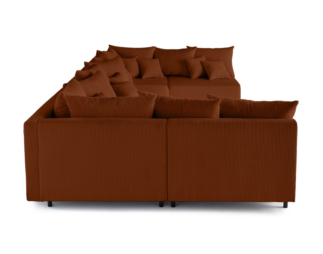 Canapé panoramique modulable 6 places en velours côtelé Edinburg