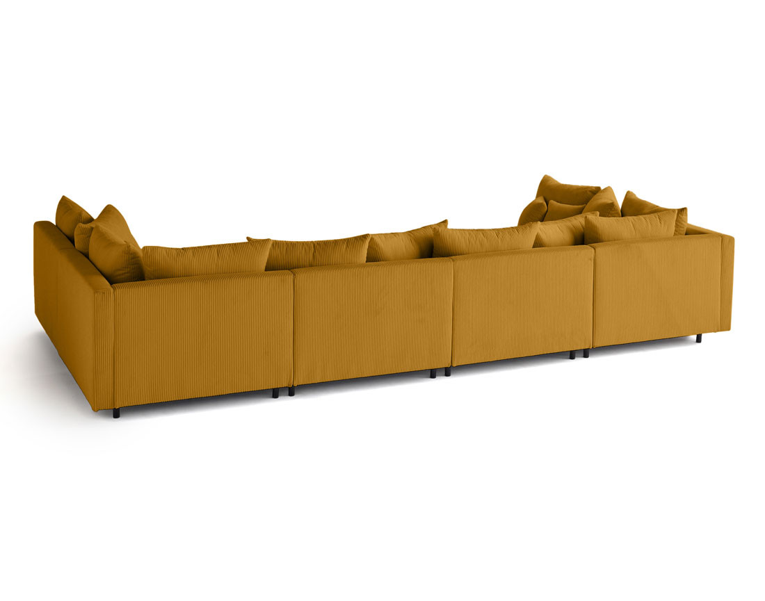 Canapé panoramique modulable 6 places en velours côtelé Edinburg