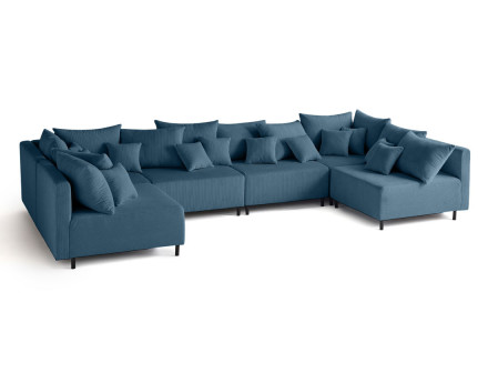 Canapé panoramique modulable 6 places en velours côtelé Edinburg