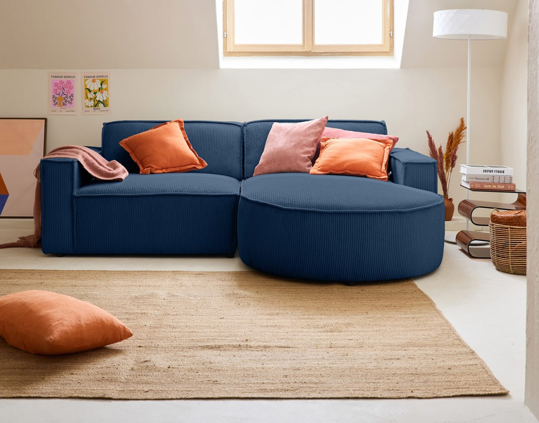 Canapé d'angle droit 4 places en velours côtelé Spiaggia