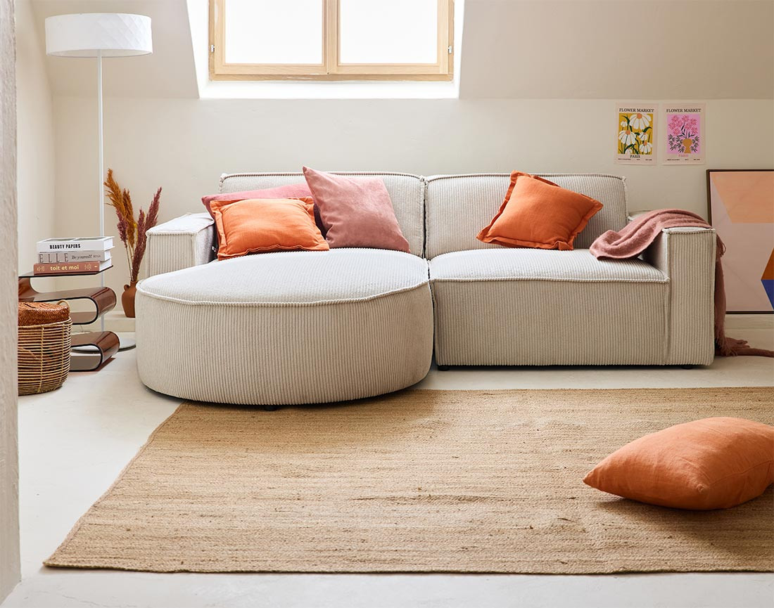 Canapé d'angle gauche 4 places en velours côtelé Spiaggia Canapé d'angle gauche 4 places en velours côtelé Spiaggia