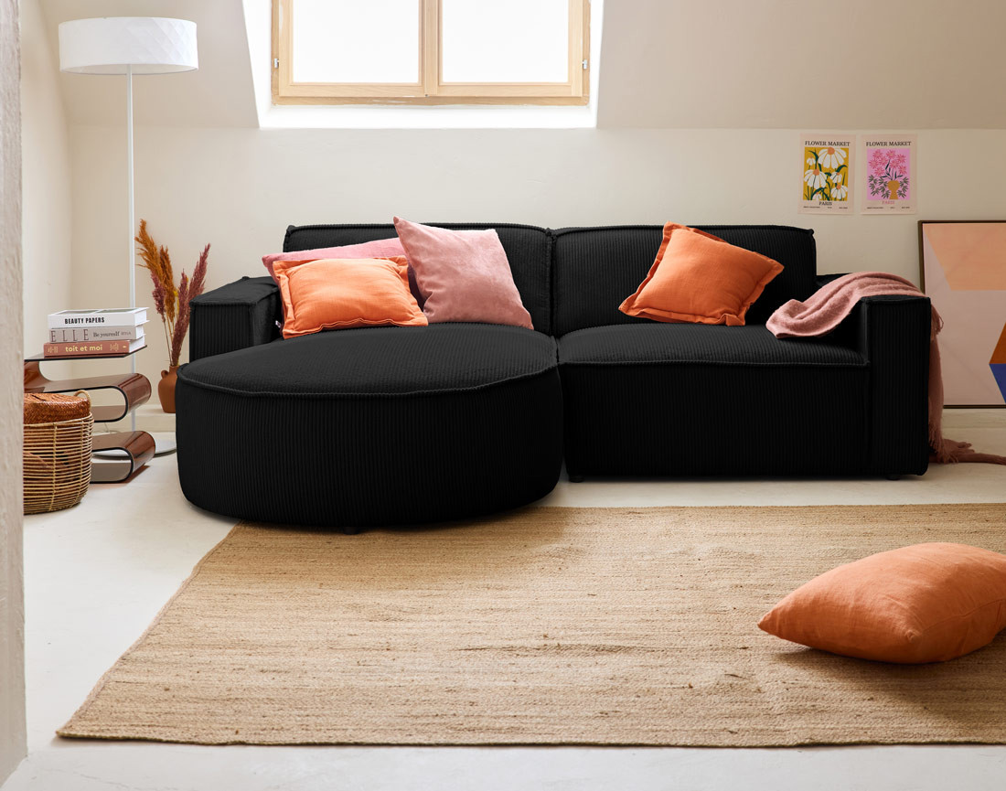 Canapé d'angle gauche 4 places en velours côtelé Spiaggia Canapé d'angle gauche 4 places en velours côtelé Spiaggia