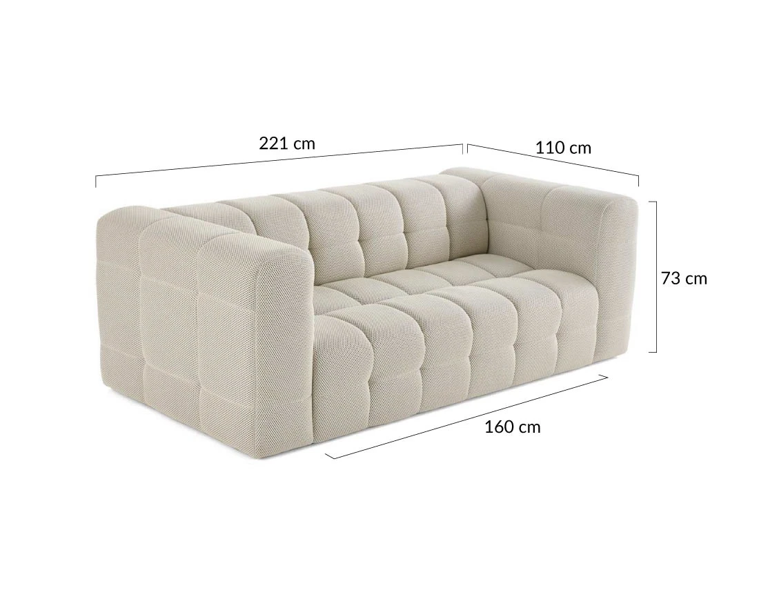 Canapé 3 places en tissu mailles 3D Suzano