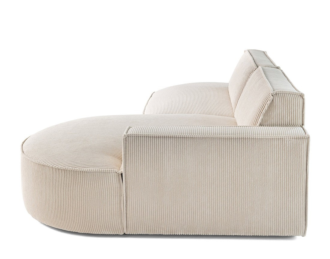 Canapé d'angle droit aux formes arrondies 4 places en velours côtelé Spiaggia Canapé d'angle droit aux formes arrondies 4 places en velours côtelé Spiaggia