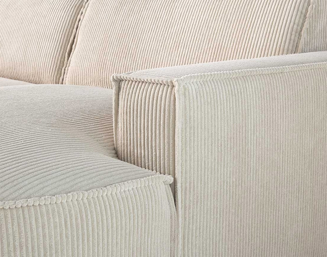 Canapé d'angle droit aux formes arrondies 4 places en velours côtelé Spiaggia Canapé d'angle droit aux formes arrondies 4 places en velours côtelé Spiaggia