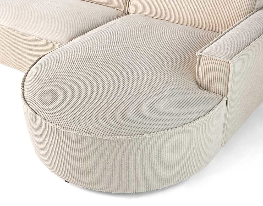 Canapé d'angle droit aux formes arrondies 4 places en velours côtelé Spiaggia Canapé d'angle droit aux formes arrondies 4 places en velours côtelé Spiaggia