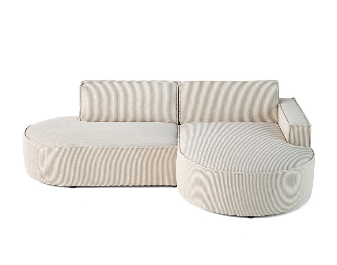 Canapé d'angle droit aux formes arrondies 4 places en velours côtelé Spiaggia Canapé d'angle droit aux formes arrondies 4 places en velours côtelé Spiaggia