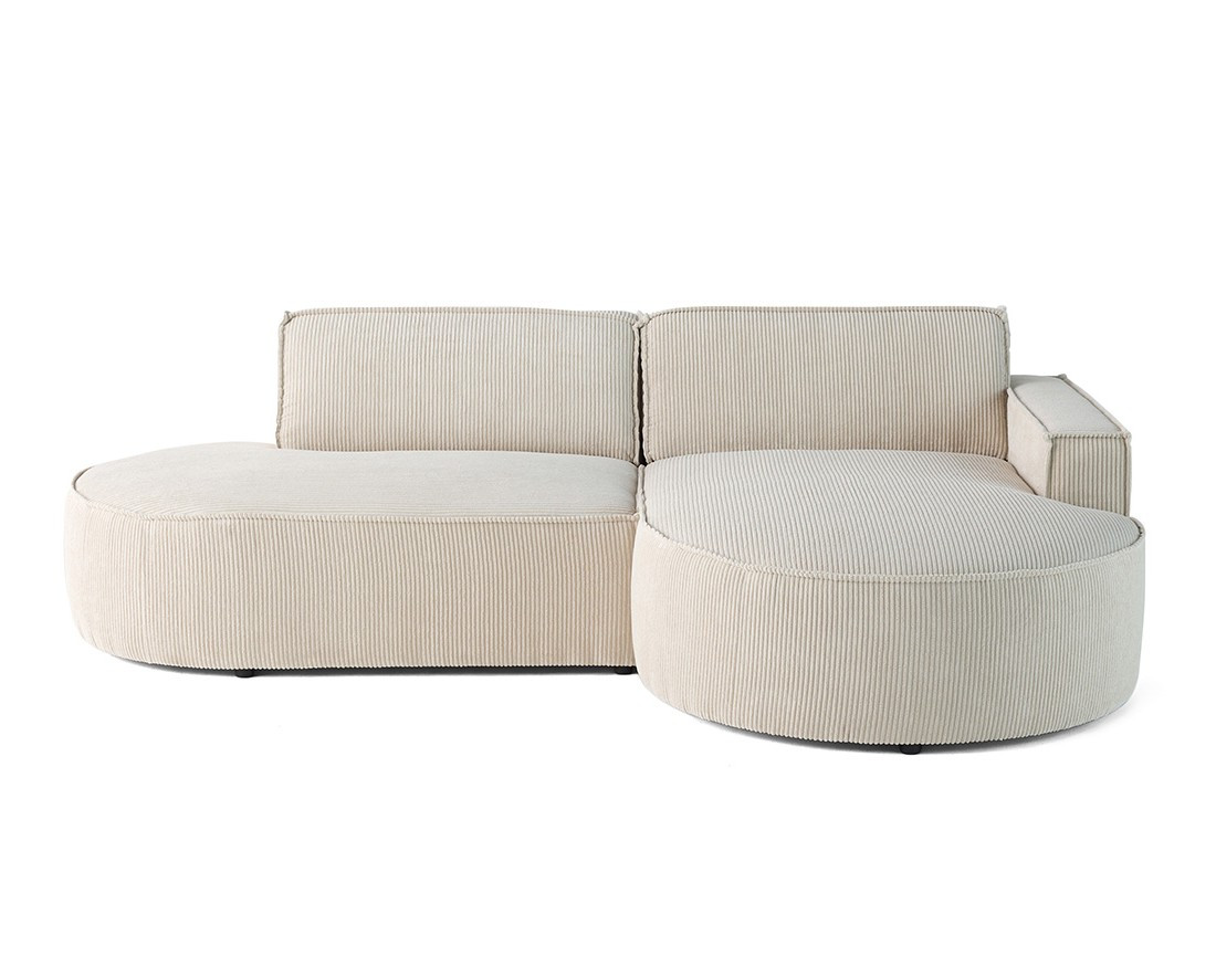 Canapé d'angle droit aux formes arrondies 4 places en velours côtelé Spiaggia Canapé d'angle droit aux formes arrondies 4 places en velours côtelé Spiaggia