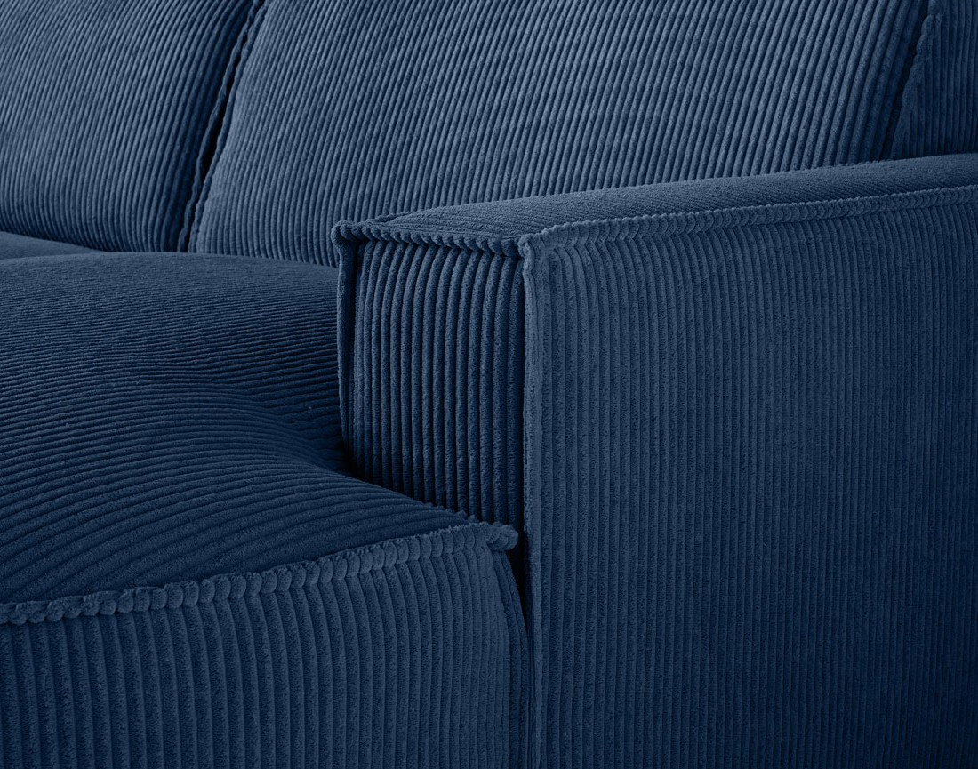 Canapé d'angle droit aux formes arrondies 4 places en velours côtelé Spiaggia