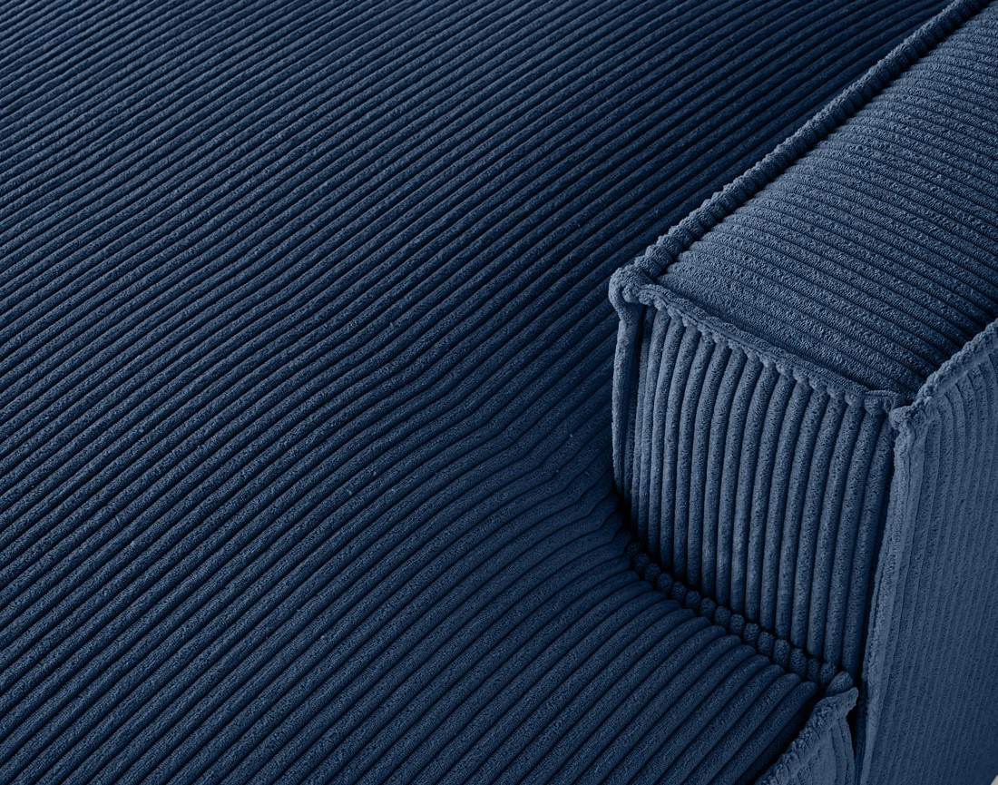 Canapé d'angle droit aux formes arrondies 4 places en velours côtelé Spiaggia