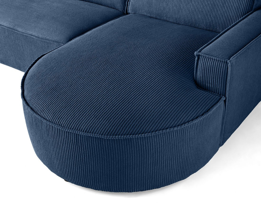 Canapé d'angle droit aux formes arrondies 4 places en velours côtelé Spiaggia
