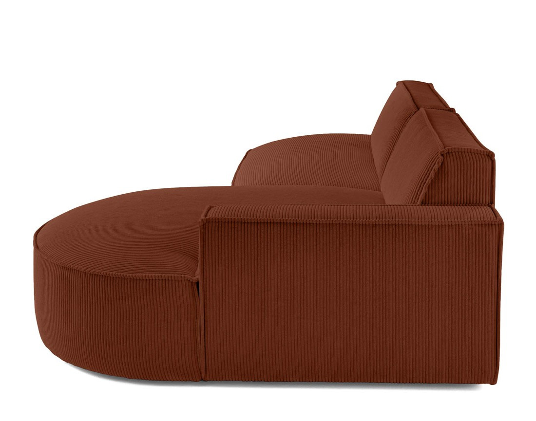 Canapé d'angle droit aux formes arrondies 4 places en velours côtelé Spiaggia