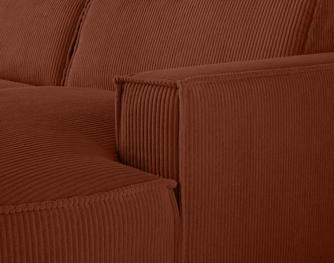 Canapé d'angle droit aux formes arrondies 4 places en velours côtelé Spiaggia