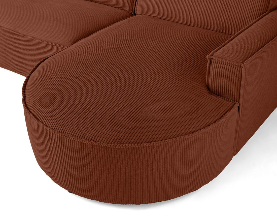 Canapé d'angle droit aux formes arrondies 4 places en velours côtelé Spiaggia