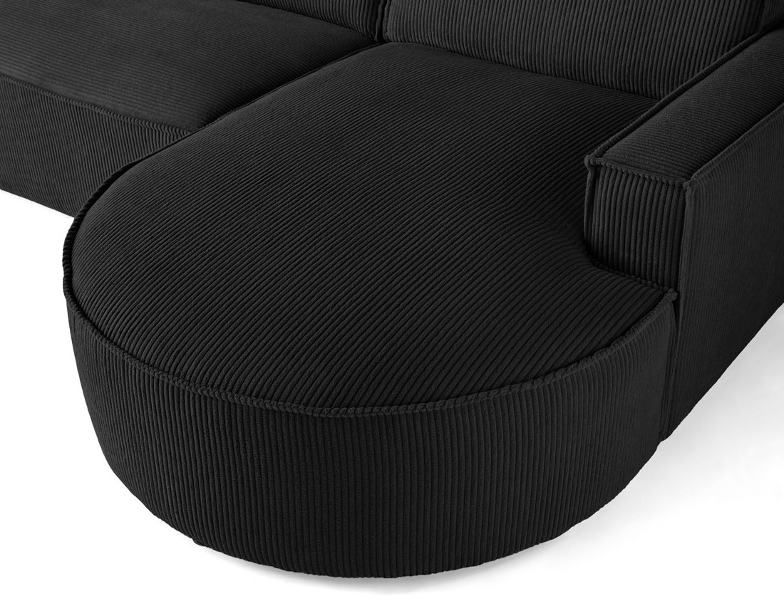 Canapé d'angle droit aux formes arrondies 4 places en velours côtelé Spiaggia Canapé d'angle droit aux formes arrondies 4 places en velours côtelé Spiaggia