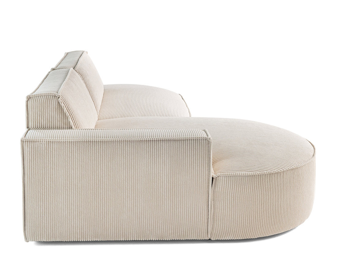 Canapé d'angle gauche aux formes arrondies 4 places en velours côtelé Spiaggia