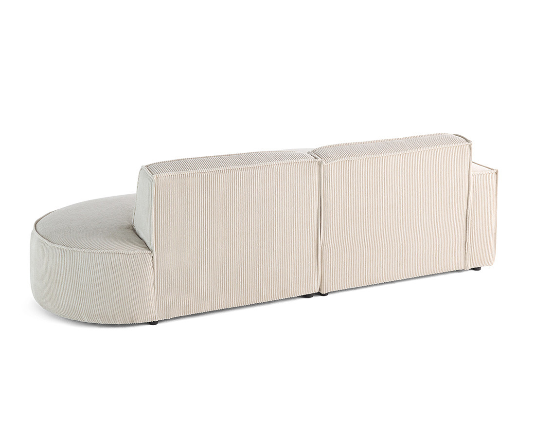 Canapé d'angle gauche aux formes arrondies 4 places en velours côtelé Spiaggia