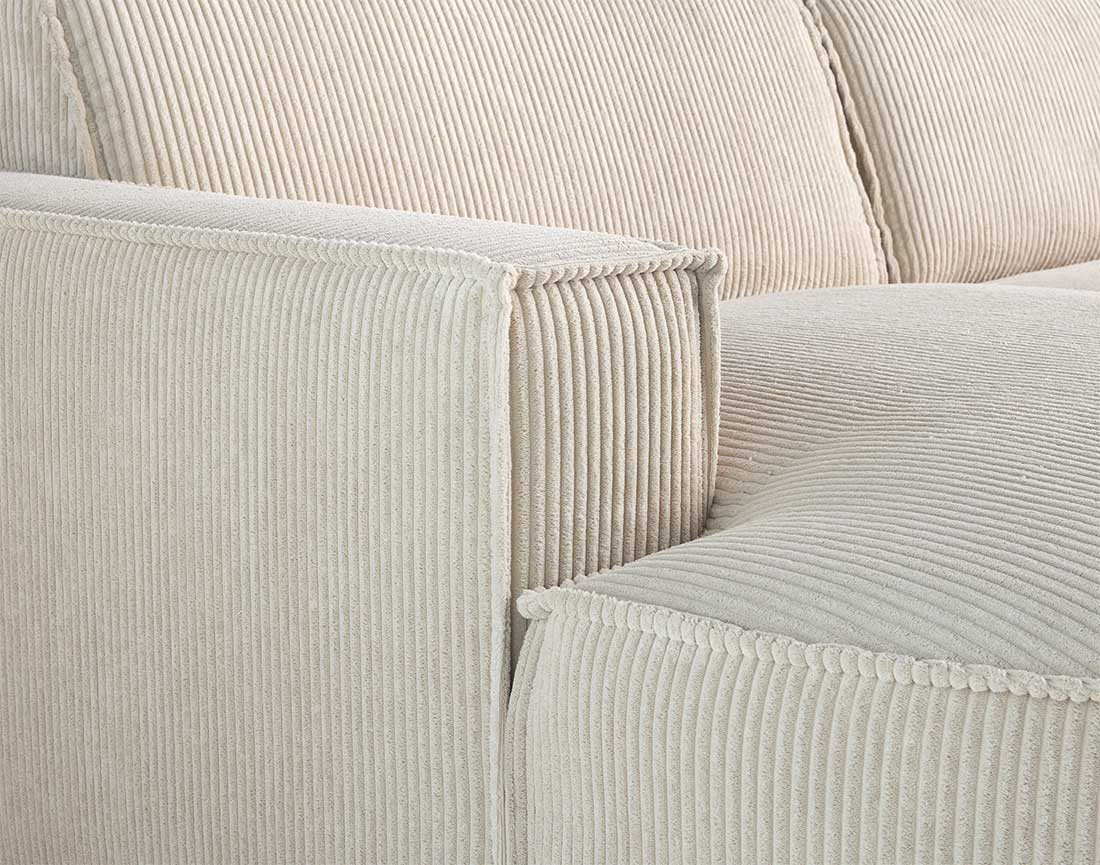 Canapé d'angle gauche aux formes arrondies 4 places en velours côtelé Spiaggia