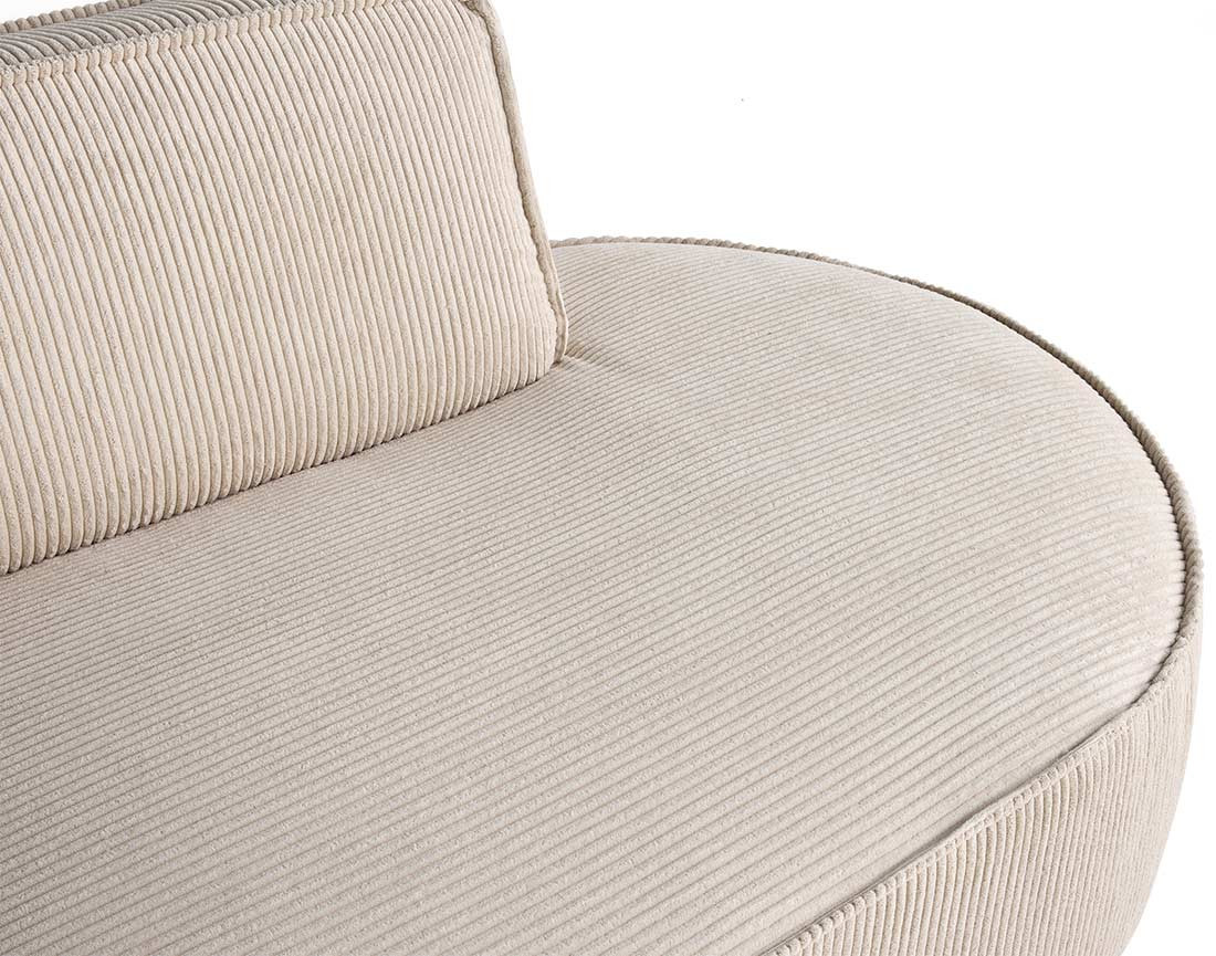 Canapé d'angle gauche aux formes arrondies 4 places en velours côtelé Spiaggia