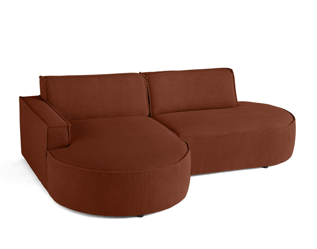 Canapé d'angle gauche aux formes arrondies 4 places en velours côtelé Spiaggia
