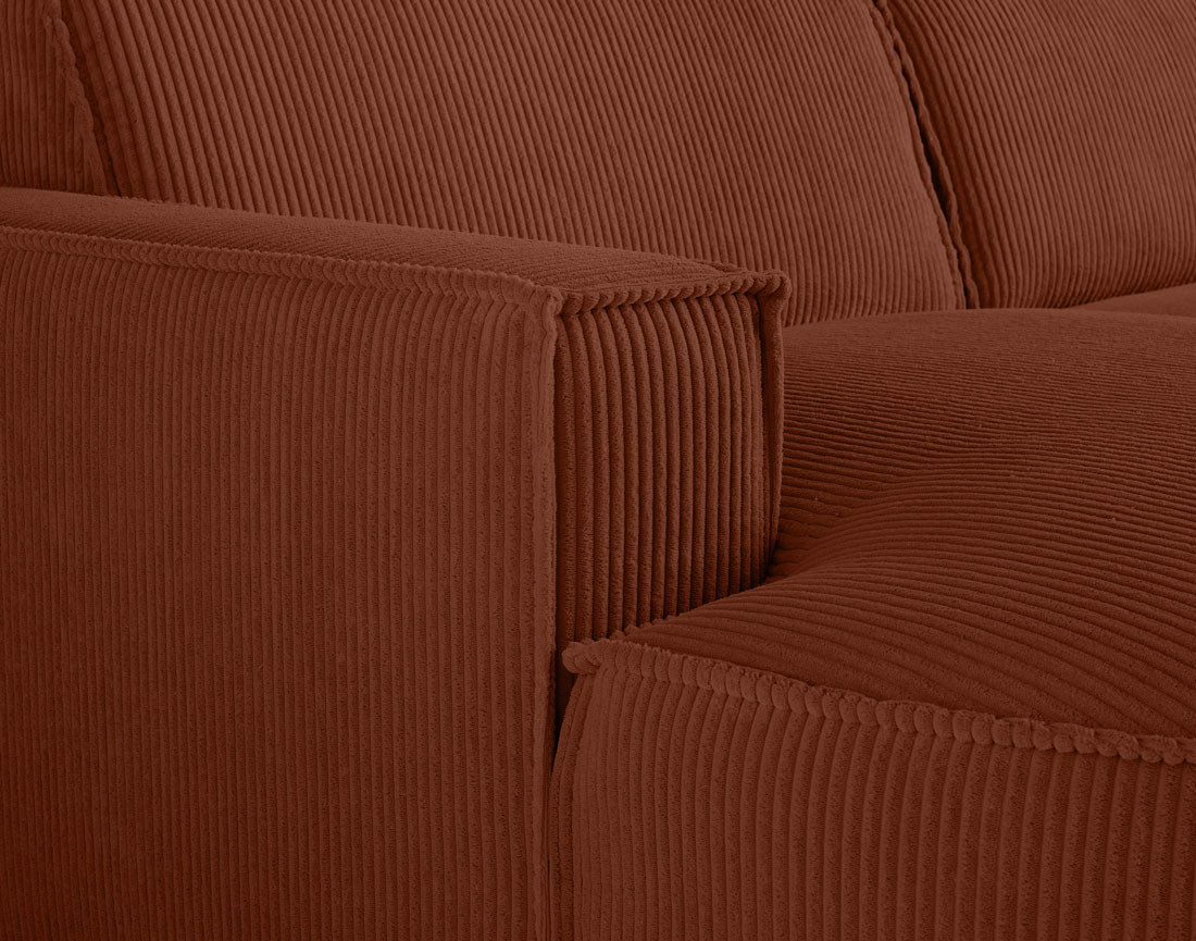 Canapé d'angle gauche aux formes arrondies 4 places en velours côtelé Spiaggia