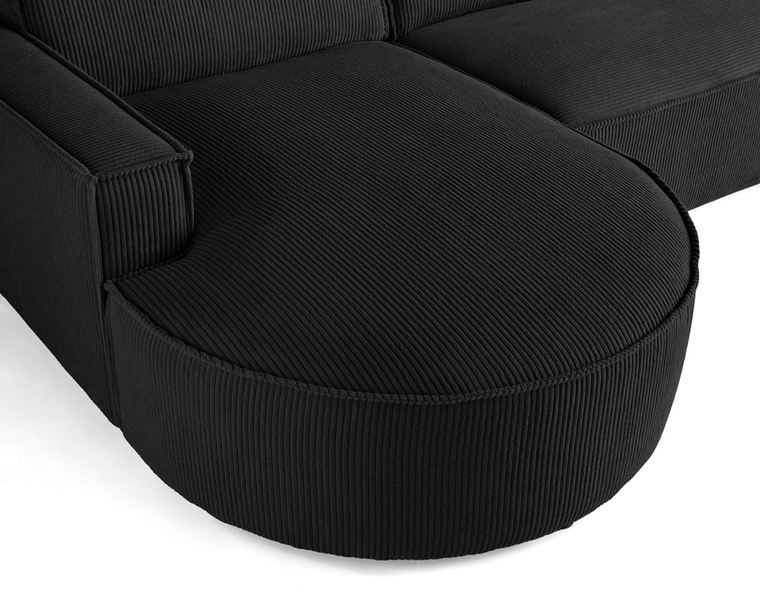 Canapé d'angle gauche aux formes arrondies 4 places en velours côtelé Spiaggia Canapé d'angle gauche aux formes arrondies 4 places en velours côtelé Spiaggia