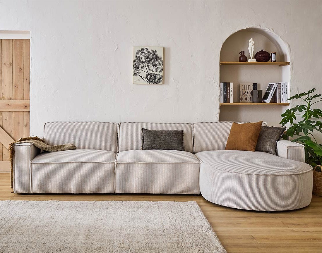 Canapé d'angle droit 5 places en velours côtelé Spiaggia Canapé d'angle droit 5 places en velours côtelé Spiaggia
