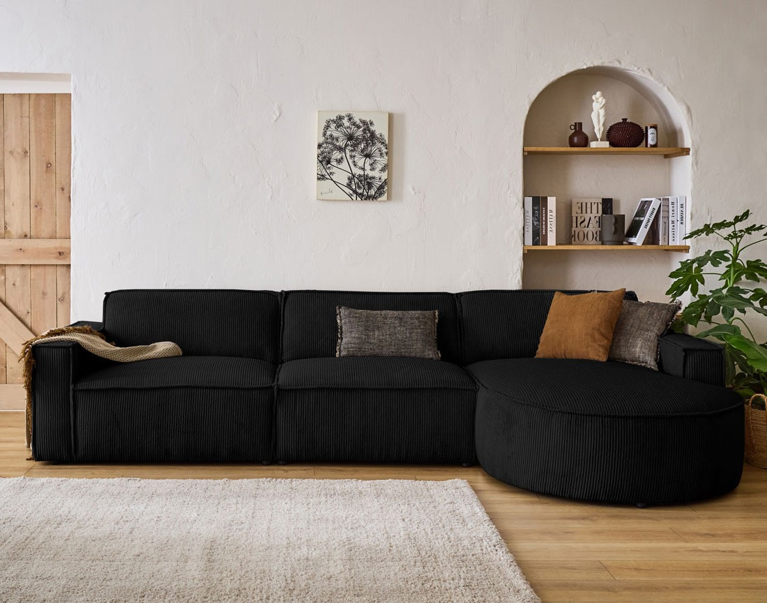 Canapé d'angle droit 5 places en velours côtelé Spiaggia Canapé d'angle droit 5 places en velours côtelé Spiaggia