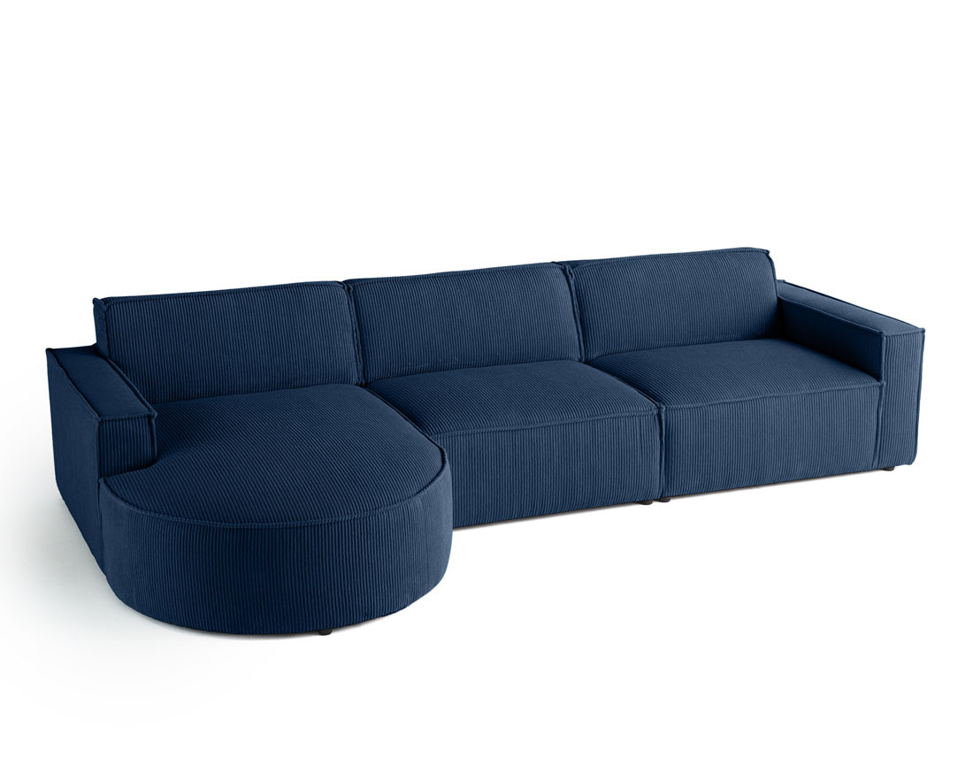Canapé d'angle gauche 5 places en velours côtelé Spiaggia