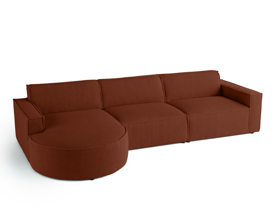 Canapé d'angle gauche 5 places en velours côtelé Spiaggia