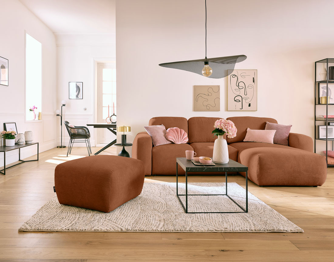 Pouf en tissu texturé Sorrente