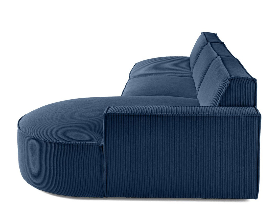 Canapé d'angle droit aux formes arrondies 5 places en velours côtelé Spiaggia