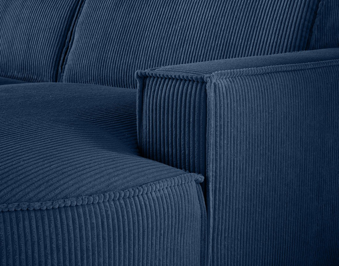 Canapé d'angle droit aux formes arrondies 5 places en velours côtelé Spiaggia