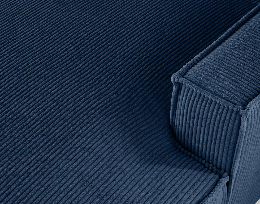 Canapé d'angle droit aux formes arrondies 5 places en velours côtelé Spiaggia