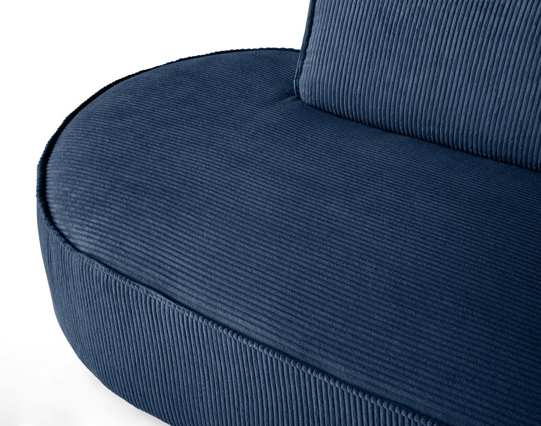 Canapé d'angle droit aux formes arrondies 5 places en velours côtelé Spiaggia