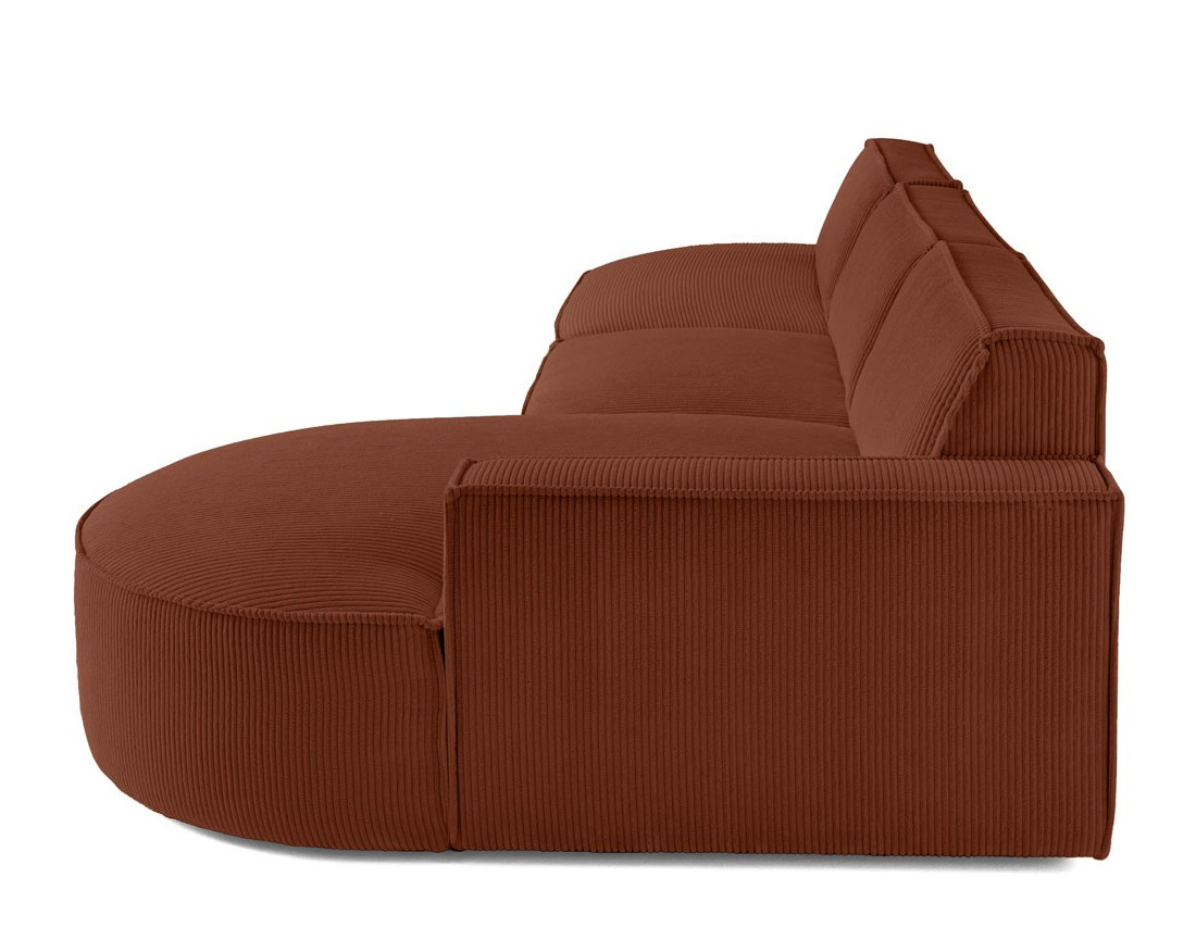 Canapé d'angle droit aux formes arrondies 5 places en velours côtelé Spiaggia