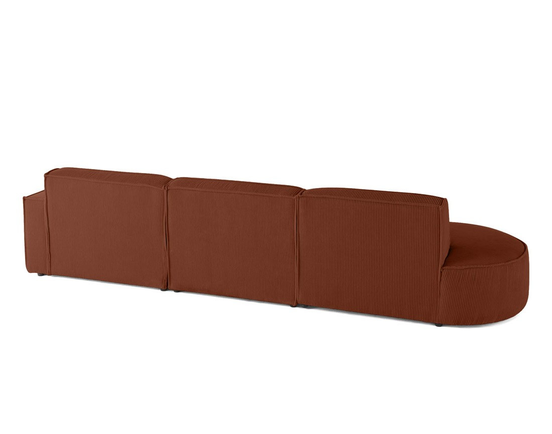 Canapé d'angle droit aux formes arrondies 5 places en velours côtelé Spiaggia