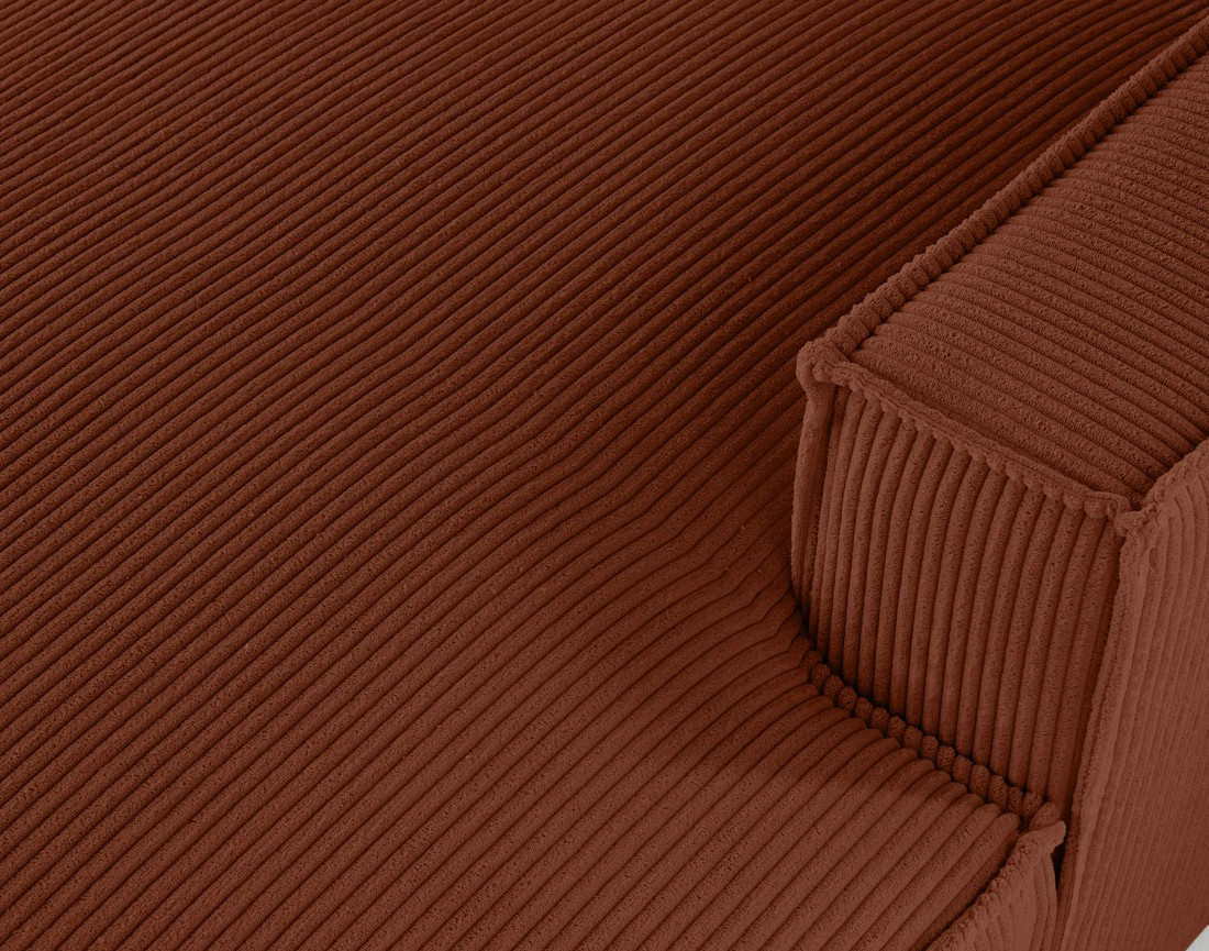 Canapé d'angle droit aux formes arrondies 5 places en velours côtelé Spiaggia