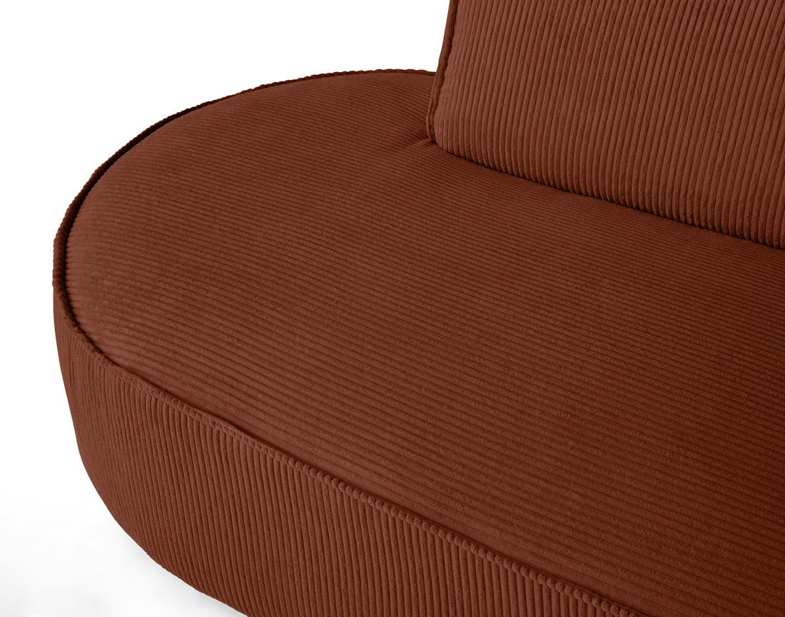 Canapé d'angle droit aux formes arrondies 5 places en velours côtelé Spiaggia