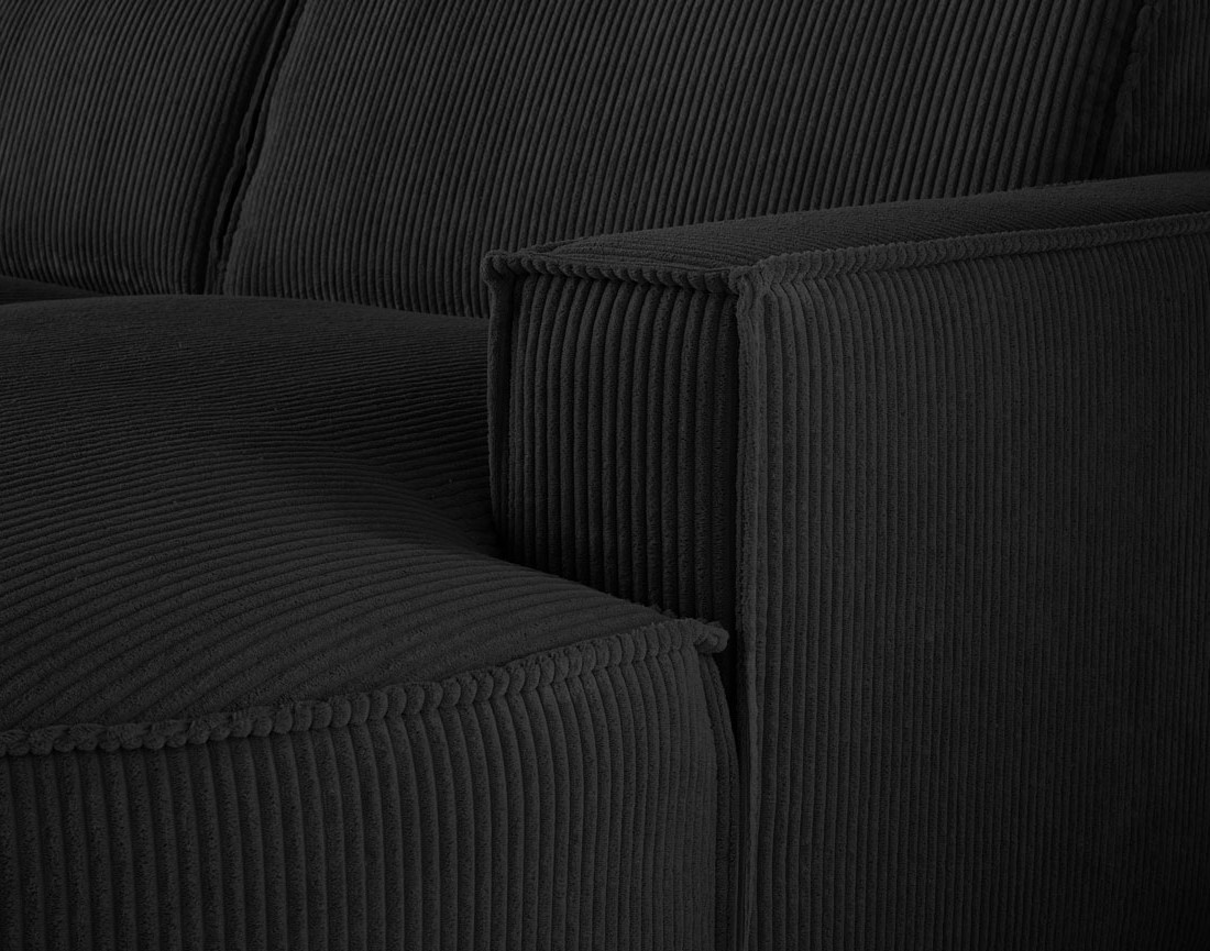 Canapé d'angle droit aux formes arrondies 5 places en velours côtelé Spiaggia Canapé d'angle droit aux formes arrondies 5 places en velours côtelé Spiaggia