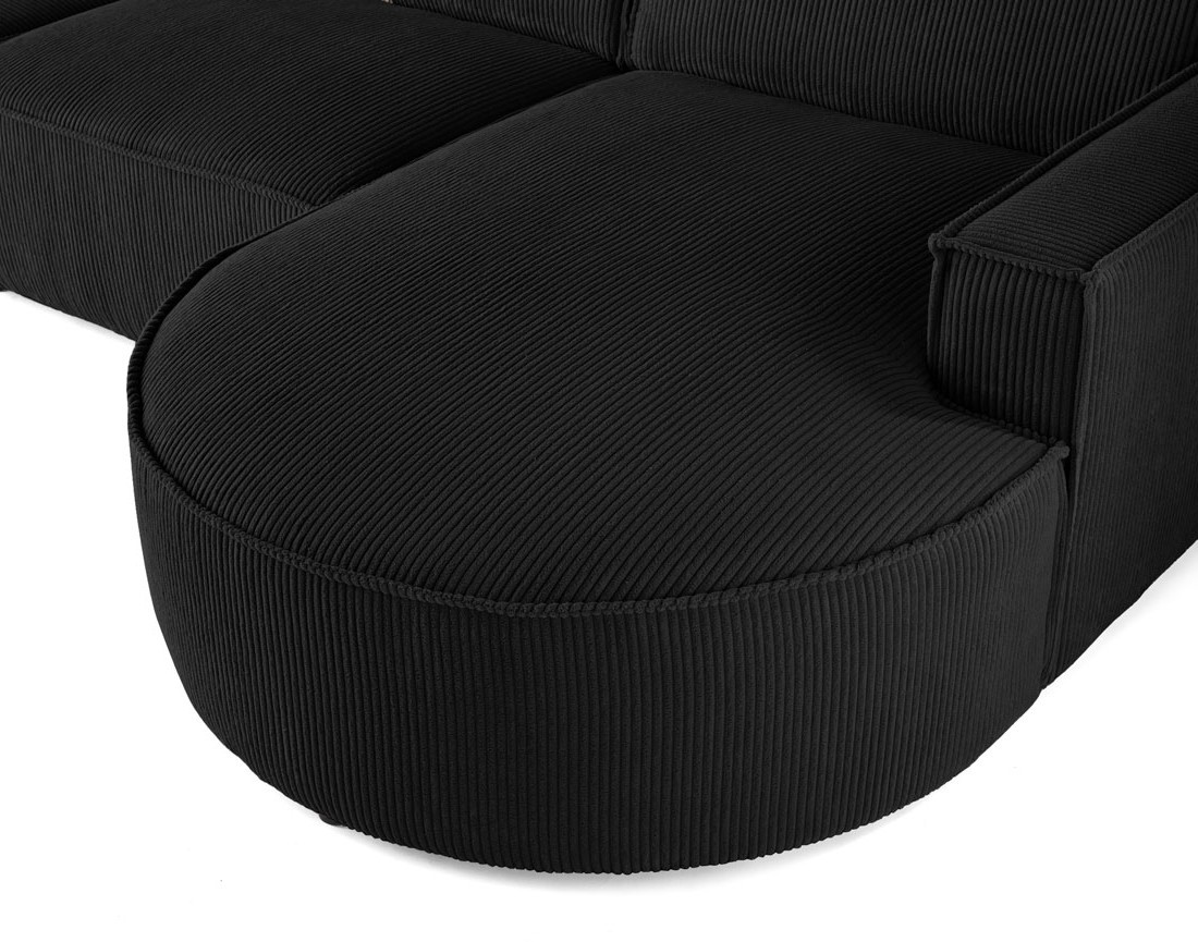 Canapé d'angle droit aux formes arrondies 5 places en velours côtelé Spiaggia Canapé d'angle droit aux formes arrondies 5 places en velours côtelé Spiaggia