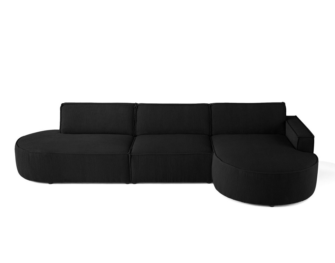 Canapé d'angle droit aux formes arrondies 5 places en velours côtelé Spiaggia Canapé d'angle droit aux formes arrondies 5 places en velours côtelé Spiaggia