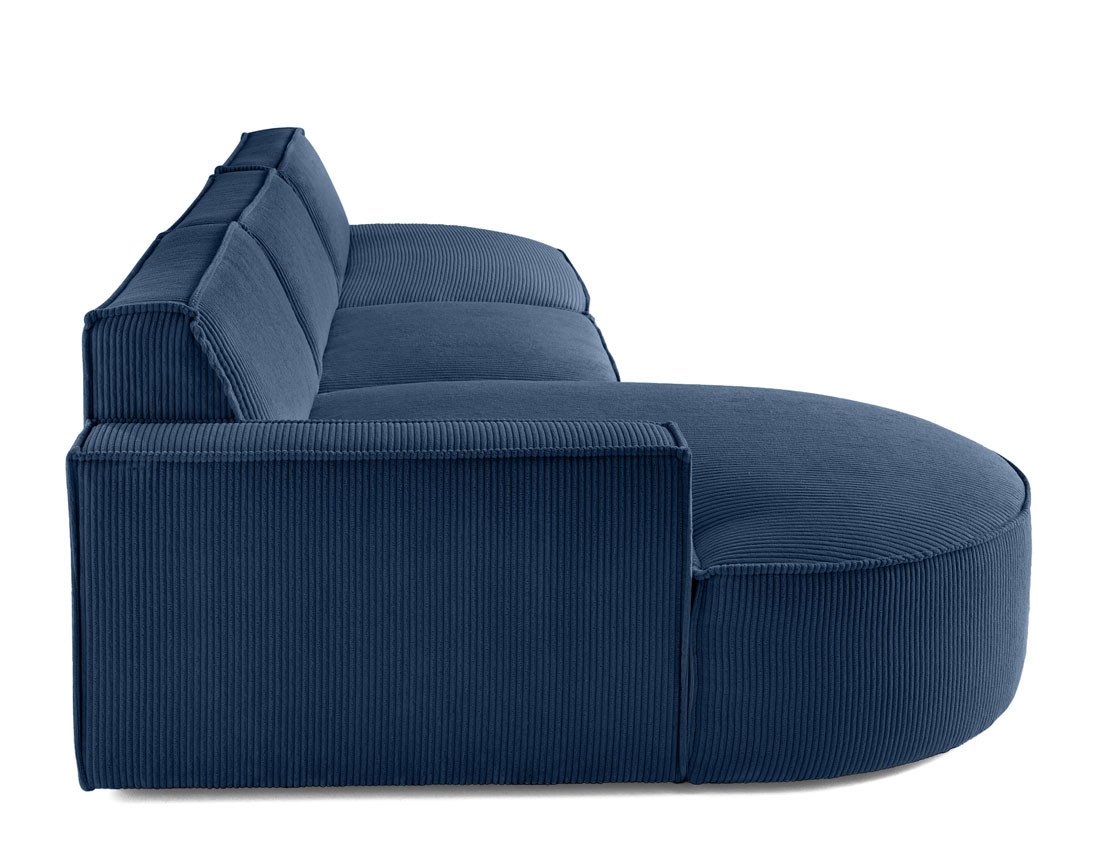 Canapé d'angle gauche aux formes arrondies 5 places en velours côtelé Spiaggia